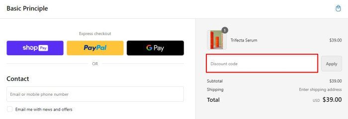 How to use Basic Principle promo code