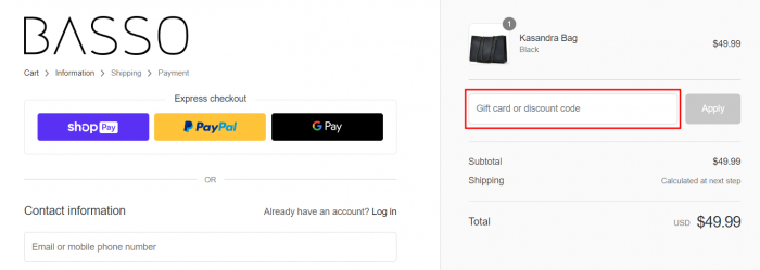 How to use BASSO promo code