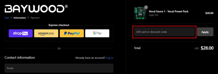 How to use Baywood Audio promo code