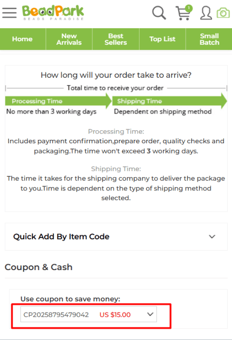 How to use BeadPark promo code