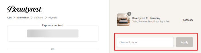 How to use Beautyrest promo code