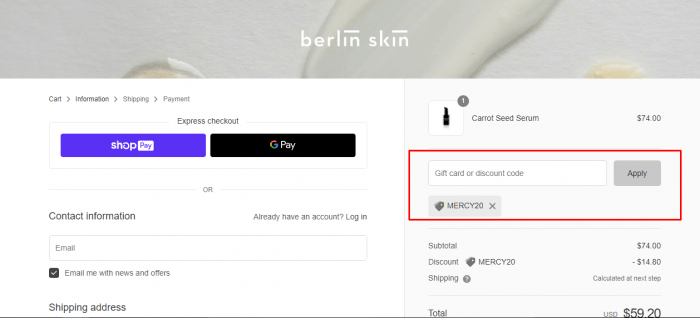 How to use Berlin Skin promo code