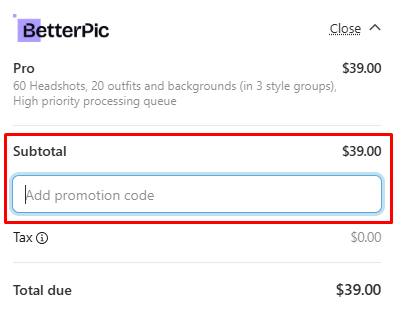 How to use BetterPic promo code