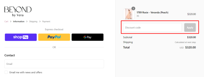 How to use Beyond by Vera promo code