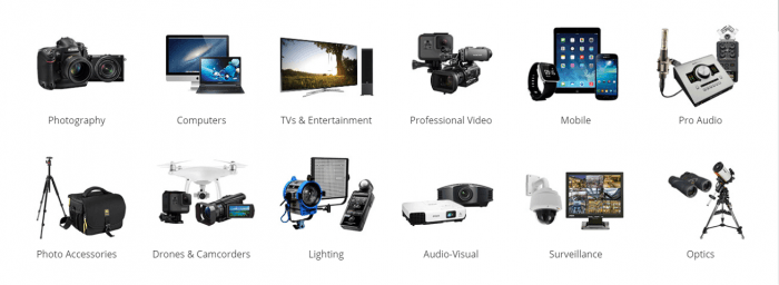 b&h photo range of products 