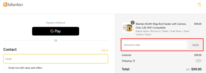 How to use Bilantan promo code