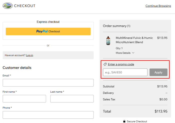 How to use BioFulvic promo code