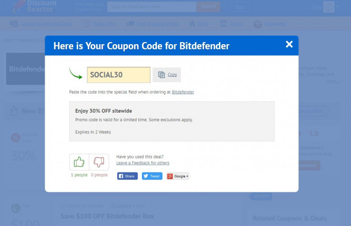 How to use a coupon code at Bitdefender
