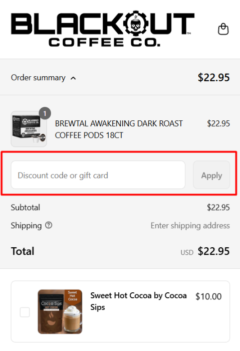 How to use Blackout Coffee Co. promo code