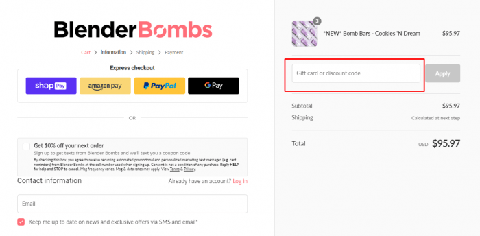 How to use Blender Bombs promo code