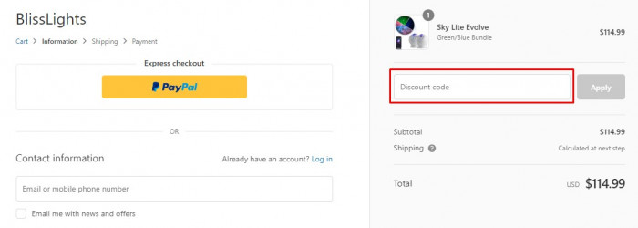How to use BlissLights promo code