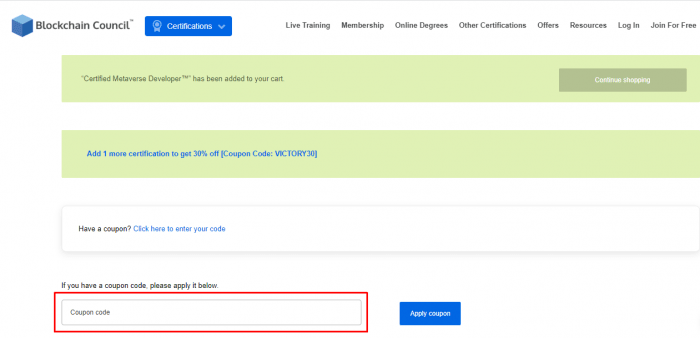 How to use Blockchain Council promo code