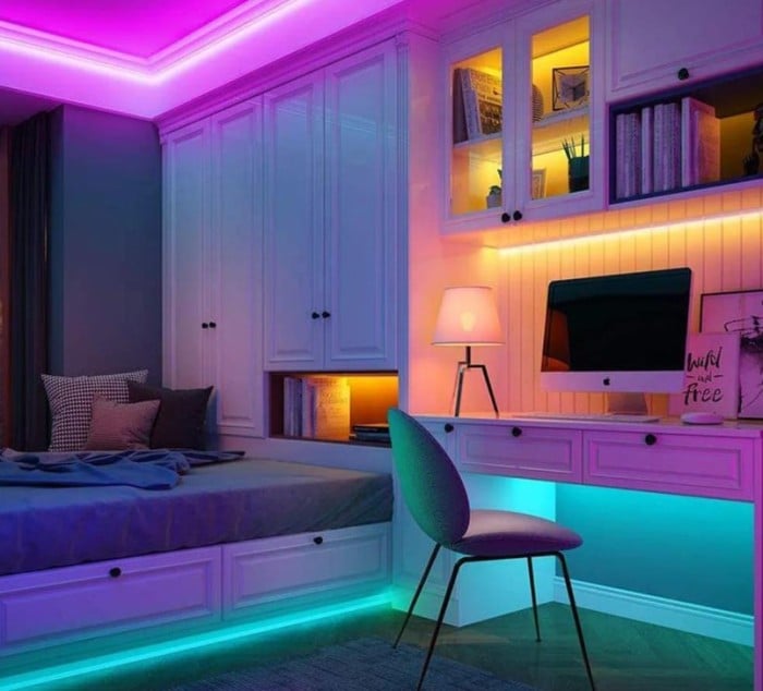 The room lighted with LED