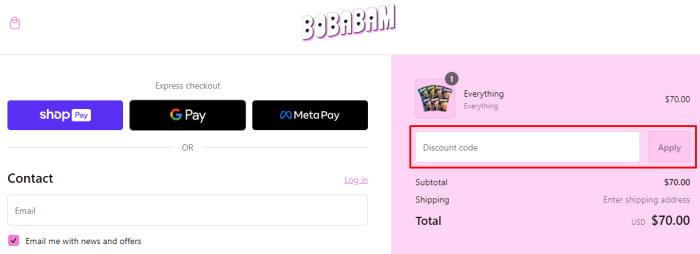 How to use Bobabam promo code
