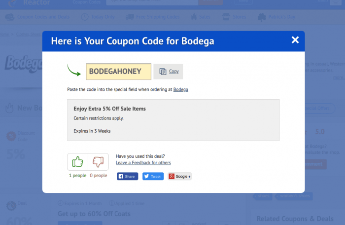 How to use a discount code at Bodega