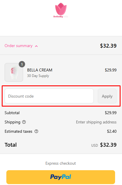 How to use Bodied by Bella promo code