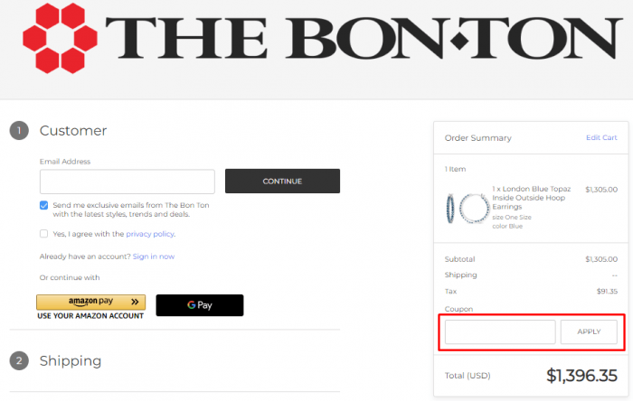 How to use Bon-Ton promo code