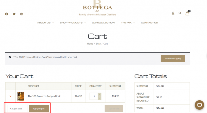 How to use Bottega USA promo code