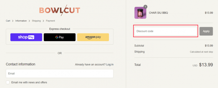 How to use Bowlcut promo code