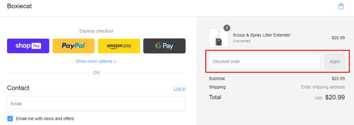 How to use Boxie promo code