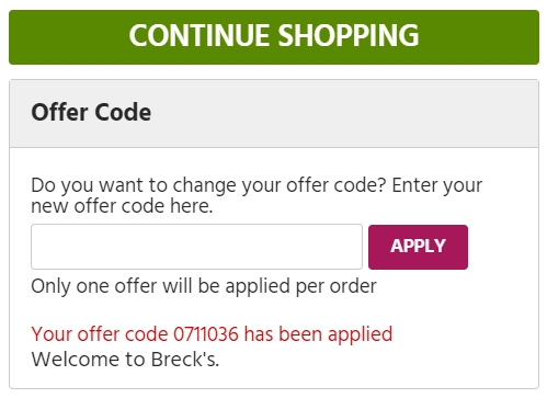 brecks offer code