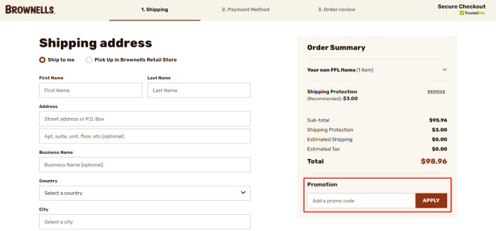How to use Brownells promo code