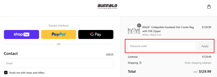 How to use Buffalo Gear promo code