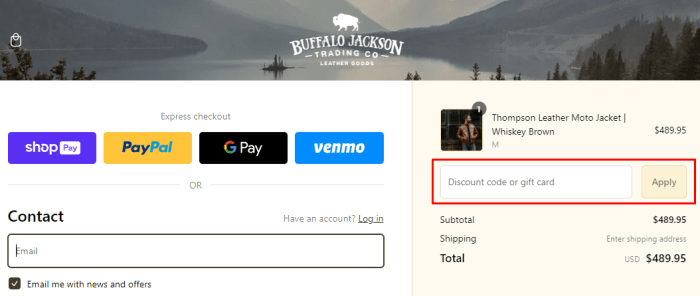 How to use Buffalo Jackson promo code