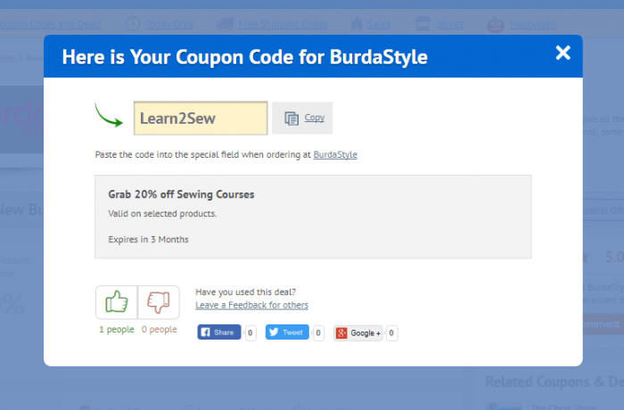 How to use a discount code at  Burda Style