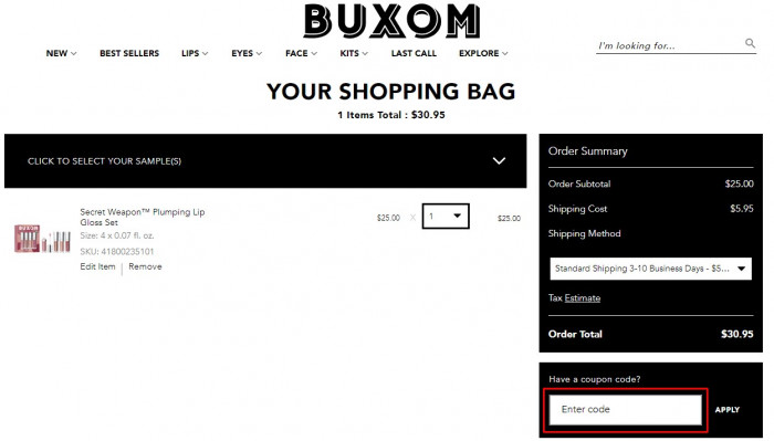 How to use BUXOM promo code