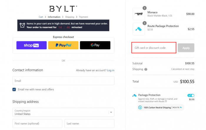 How to use BYLT promo code