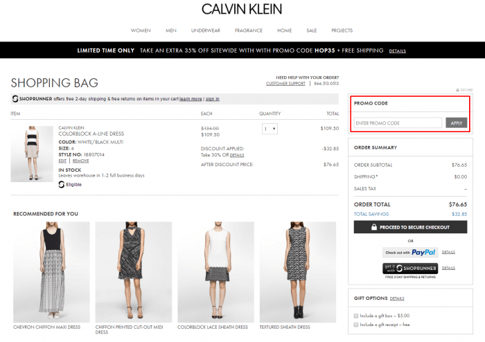 How to use a promo code at Сalvin Klein