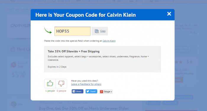 calvin klein coupon code 2018