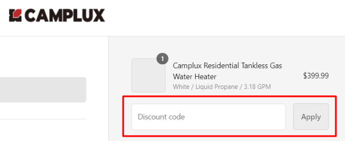 How to use Camplux promo code