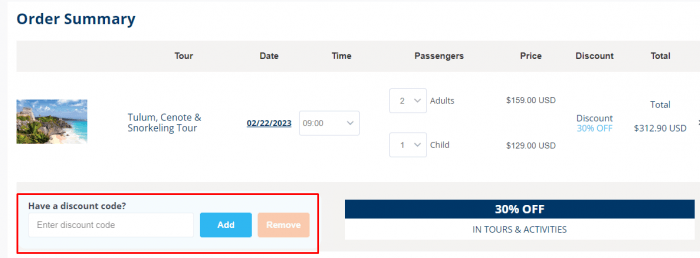 How to use Cancun Adventures promo code