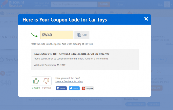 How to use a discount code at Car Toys