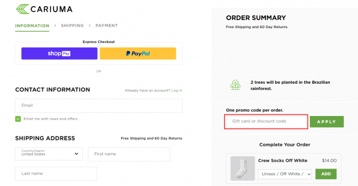How to use Cariuma promo code