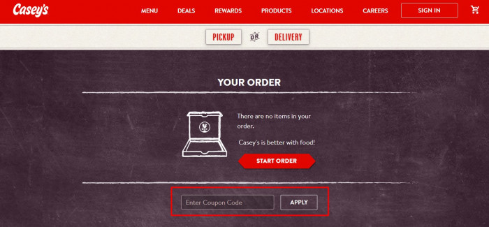 How to use Casey’s Pizza promo code