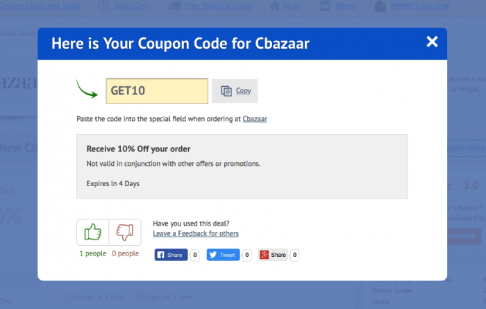 How to use a coupon code at Cbazaar