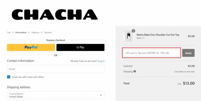 How to use CHACHA promo code