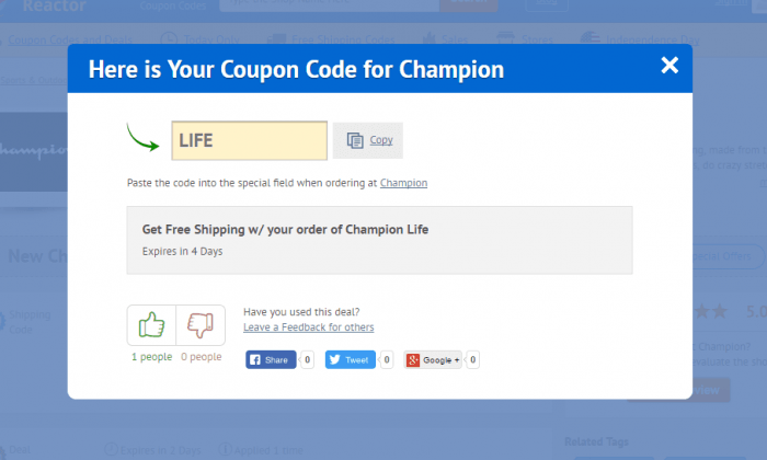 champion coupon code