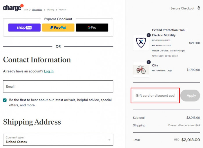 How to use Charge Bikes promo code
