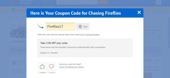 Chasing Fireflies Promo Codes - $15 OFF in March 2024