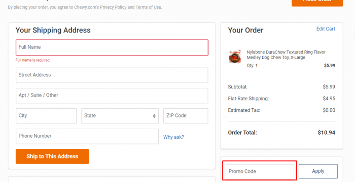 How to use Chewy promo code