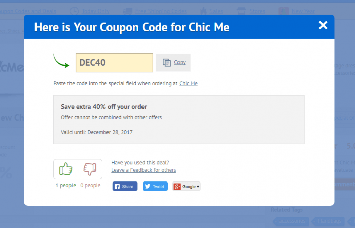 How to use a coupon code at Chic Me