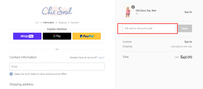 How to use Chic Soul promo code