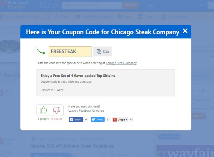 How to use a promo code at Chicago Steak Company