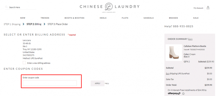 How to use Chinese Laundry promo code