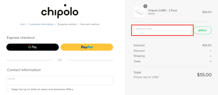 How to use Chipolo promo code