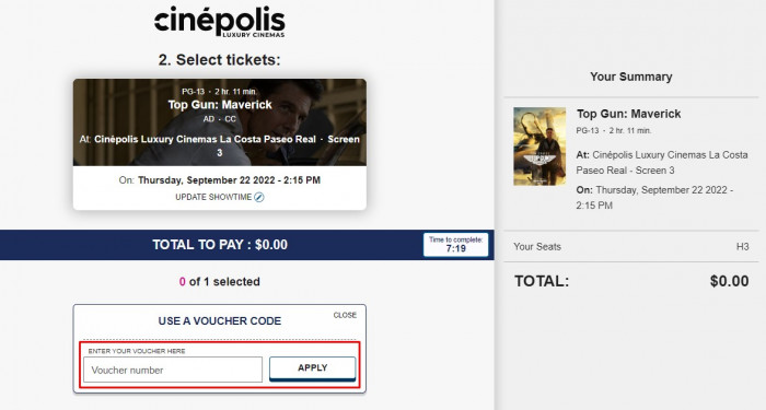 How to use Cinépolis Luxury Cinemas promo code